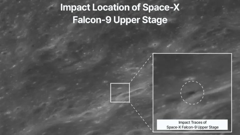 First photos of SpaceX lunar rocket crash show blackened hole torn into the moon's surface