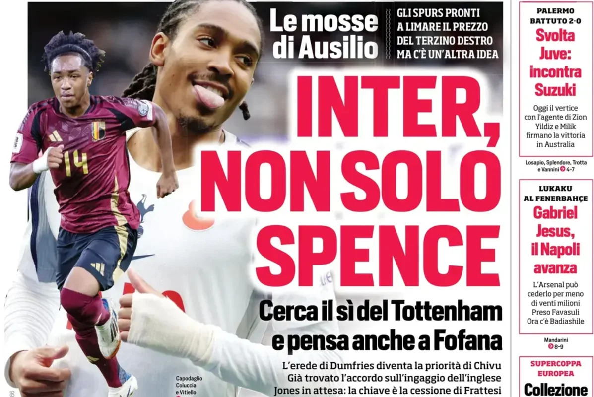 Today’s papers: Inter press for Spence, Juventus – Palermo reaction
