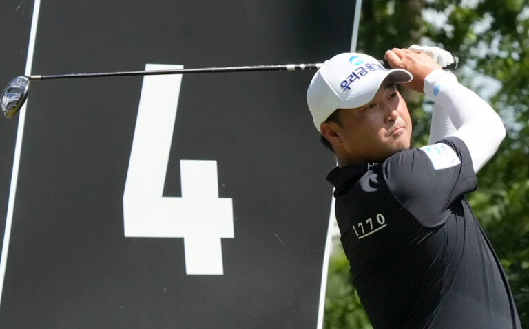 Richard T. Lee leads after Day 2 of LIV Golf Indy; hopes to have a surprise for his wife