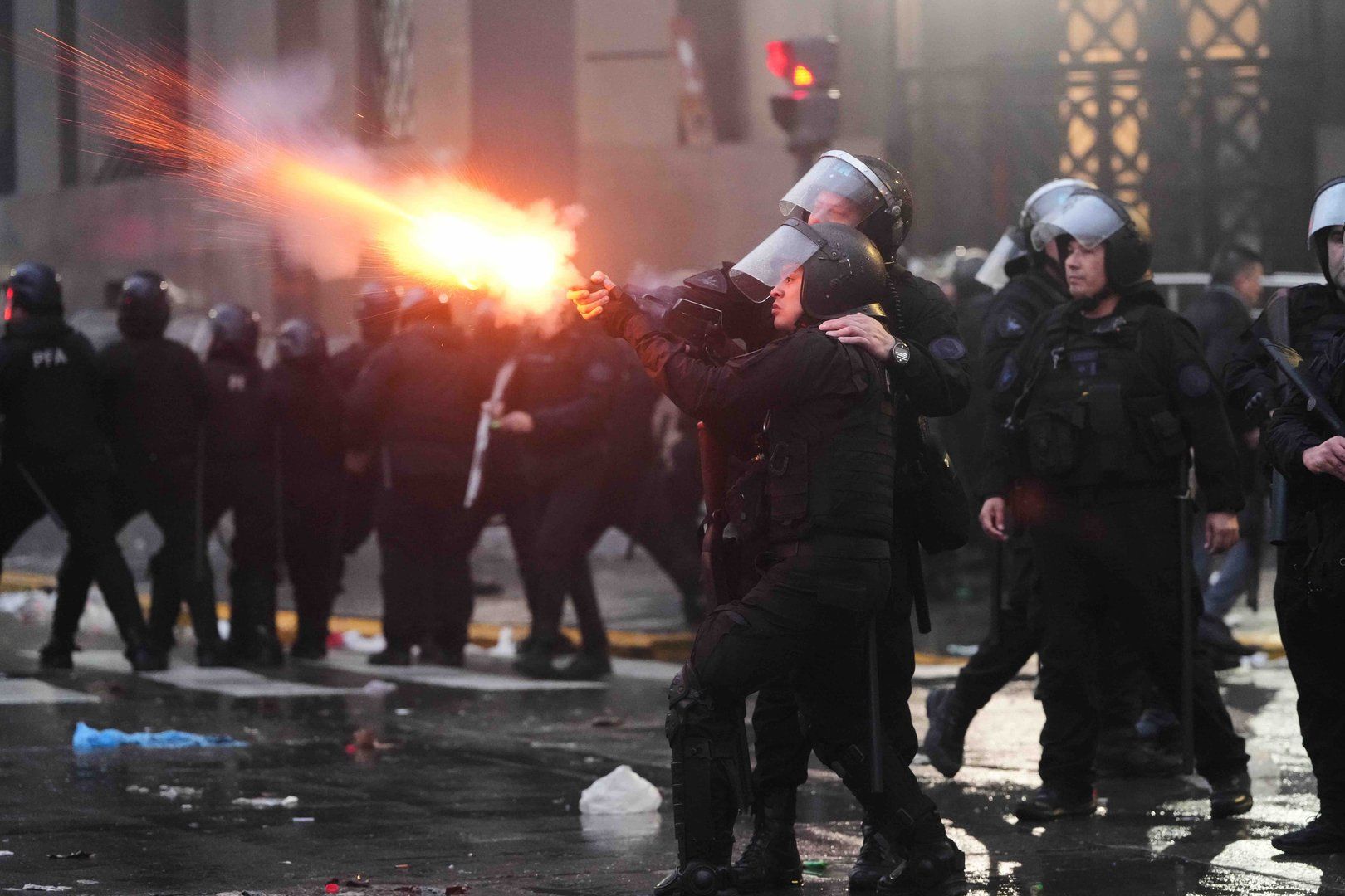 Police in Argentina use tear gas to stop protesters