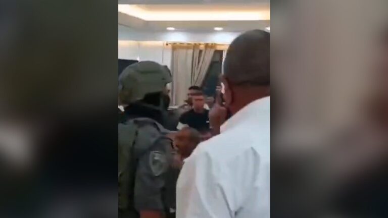 Moment Israeli forces storm wedding hall in occupied West Bank