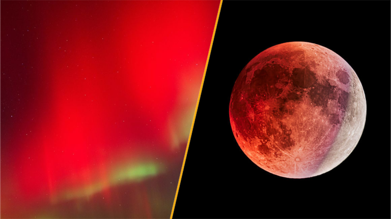 Rare red northern lights may be visible alongside red moon during tomorrow night's partial lunar eclipse