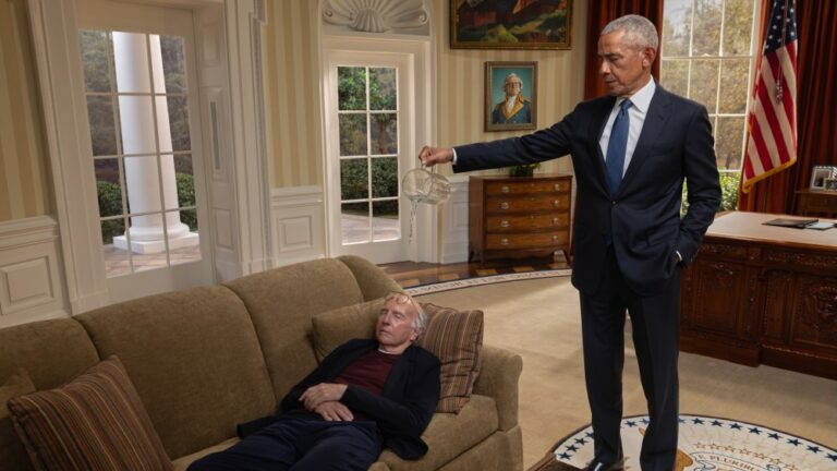 Behind the Scenes of Obama’s Acting Cameo in ‘Life, Larry’: Blaming Larry David for His Tan Suit Debacle, Improvising Lines and Ranting About Ketchup