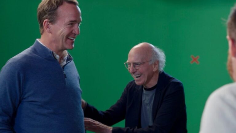 Peyton Manning on Doing His Own Stunts and Recruiting A-Listers Like Anne Hathaway and Larry David for ‘ManningCast’ Announcement Video (EXCLUSIVE)