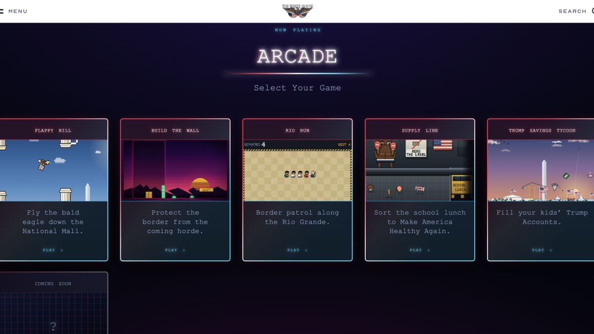 Trump games: White House unveils anti-immigrant, Pro-Trump retro arcade