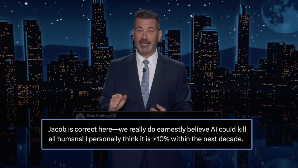 Jimmy Kimmel responds to Anthropic researcher saying AI could kill us all by the end of the decade