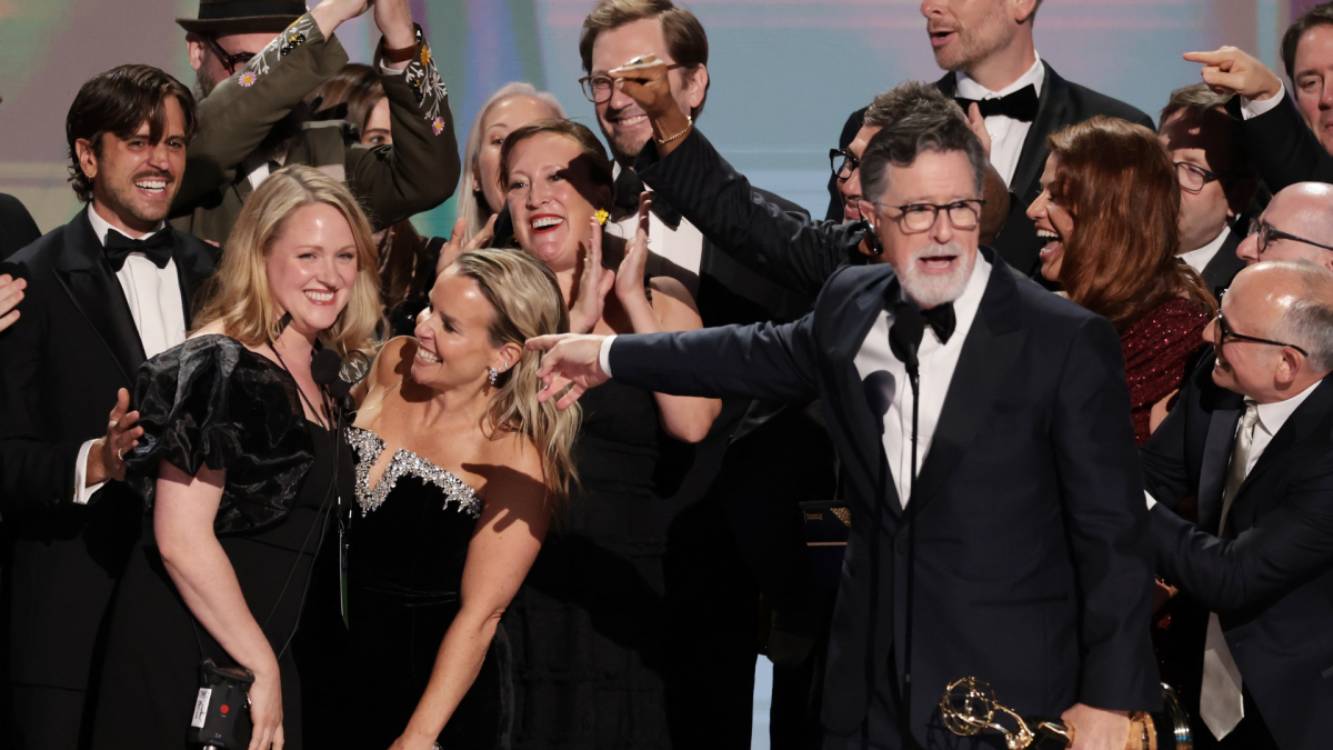 Stephen Colbert tries to get Late Show staff jobs in Emmy acceptance speech