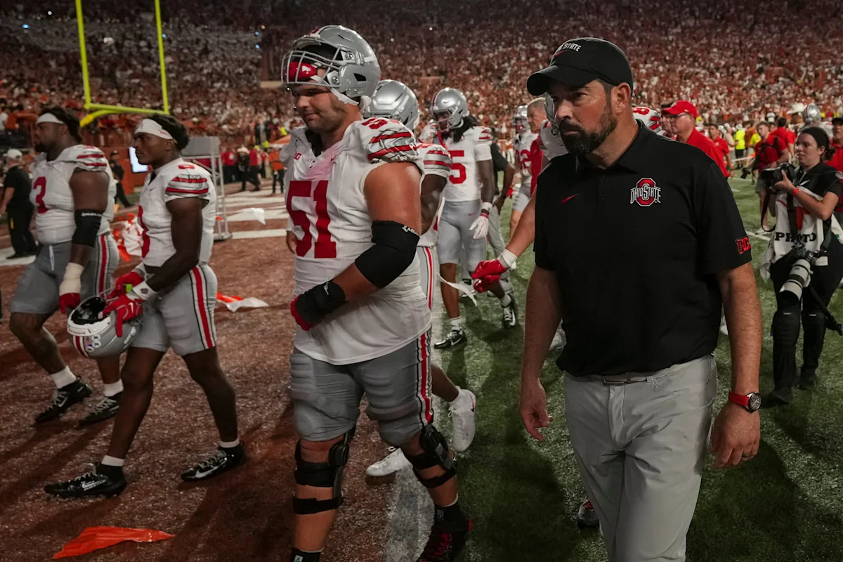 Ohio State coach Ryan Day reacts to the Texas loss Saturday night