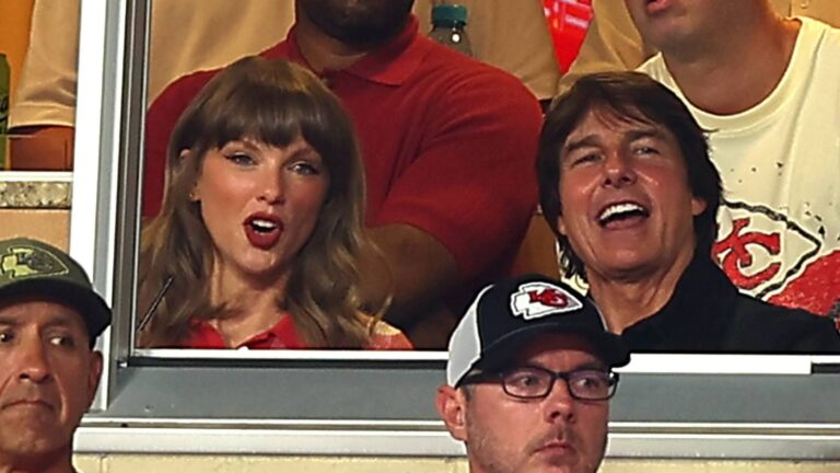 Taylor Swift Chats With Tom Cruise as She Cheers on Travis Kelce at First Chiefs Game Since Wedding